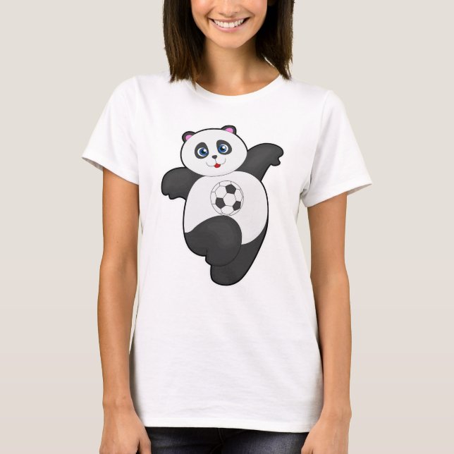 Panda at Soccer Sports T-Shirt (Front)