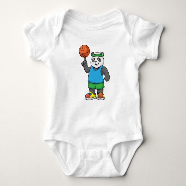 Panda at Sports with Basketball Baby Bodysuit (Front)