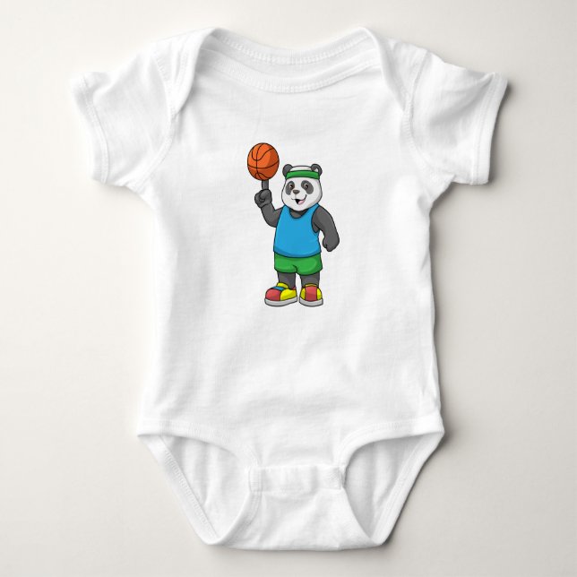 Panda at Sports with Basketball Baby Bodysuit (Front)
