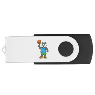 Panda at Sports with Basketball Flash Drive