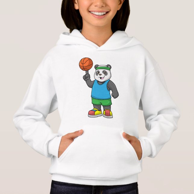 Panda at Sports with Basketball Hoodie (Front)