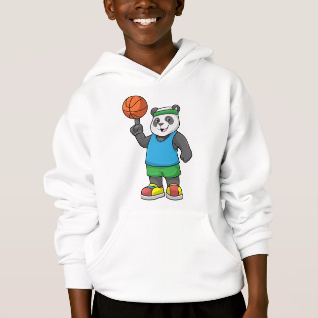 Panda at Sports with Basketball Hoodie (Front)