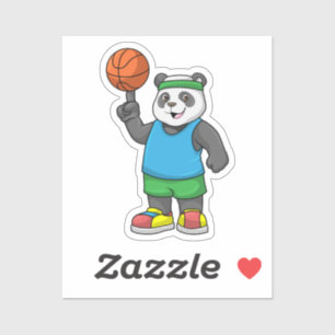 Panda at Sports with Basketball Sticker