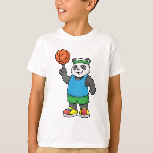 Panda at Sports with Basketball T_Shirt