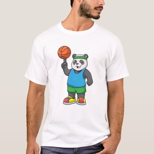 Panda at Sports with Basketball T-Shirt (Front)