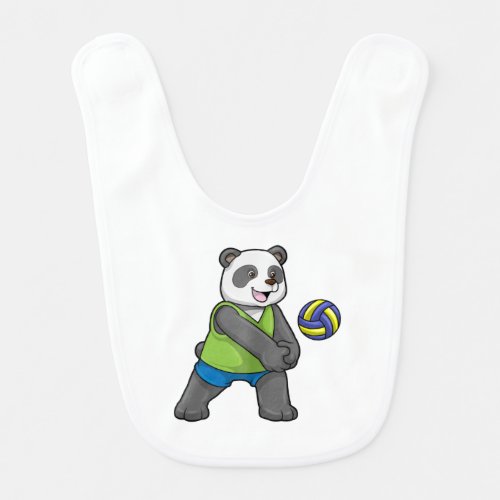 Panda at Sports with Volleyball Baby Bib