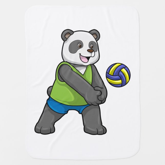 Panda at Sports with Volleyball Baby Blanket (Front)