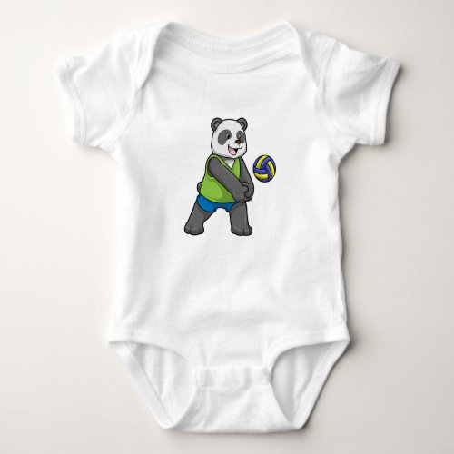 Panda at Sports with Volleyball Baby Bodysuit