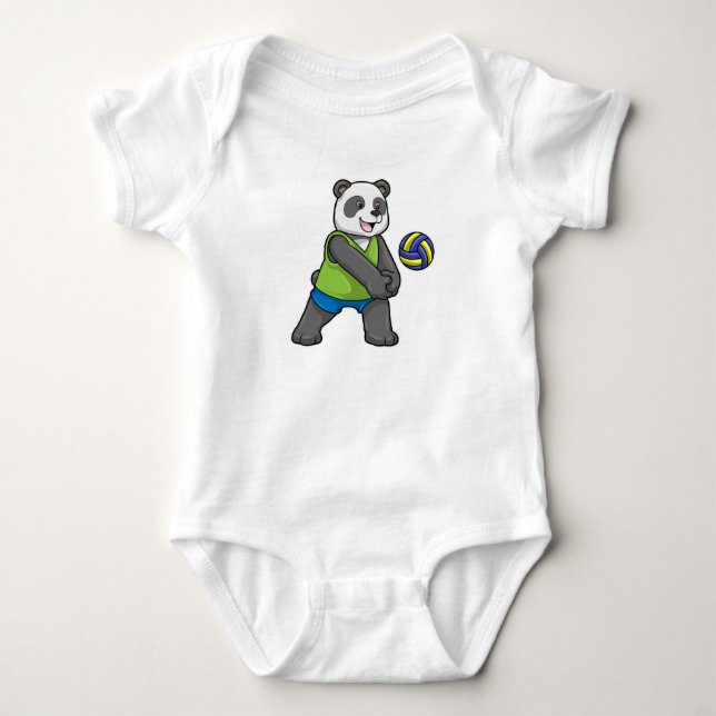 Panda at Sports with Volleyball Baby Bodysuit (Front)