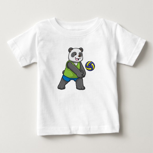 Panda at Sports with Volleyball Baby T-Shirt (Front)