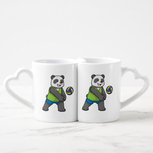 Panda at Sports with Volleyball Coffee Mug Set