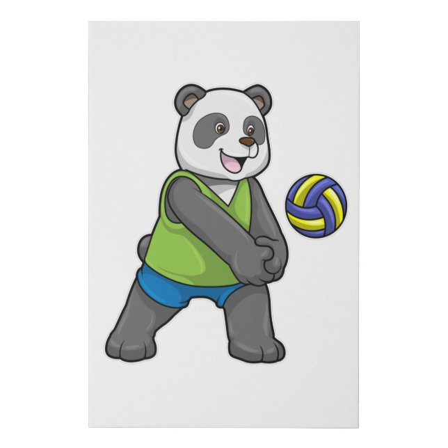 Panda at Sports with Volleyball Faux Canvas Print (Front)