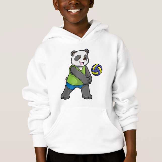 Panda at Sports with Volleyball Hoodie (Front)