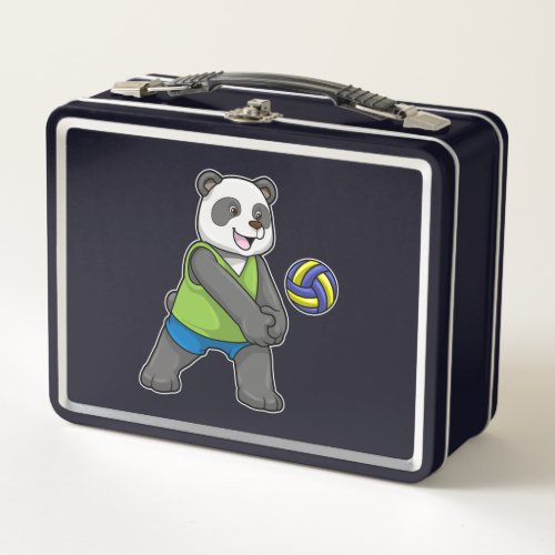 Panda at Sports with Volleyball Metal Lunch Box