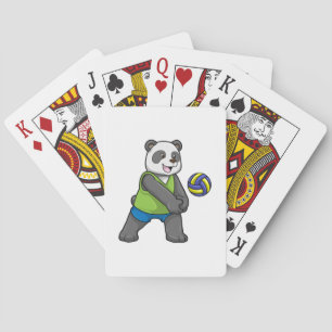 Panda at Sports with Volleyball Poker Cards