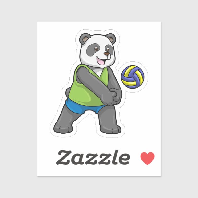 Panda at Sports with Volleyball Sticker (Sheet)