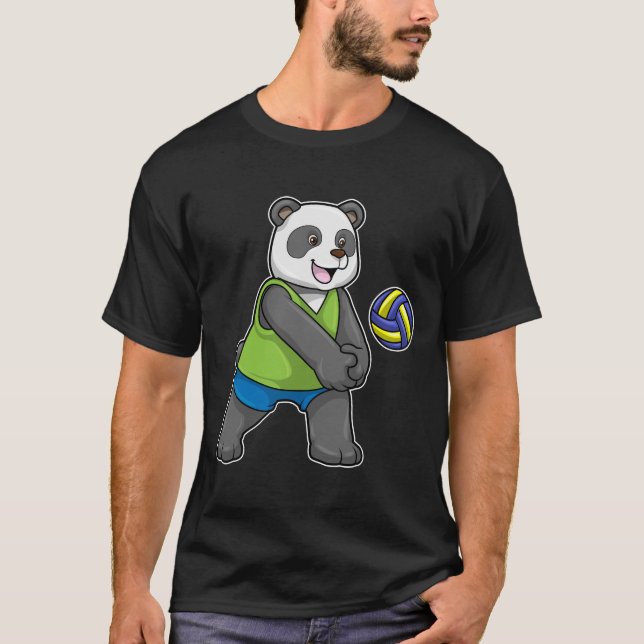 Panda at Sports with Volleyball T-Shirt (Front)
