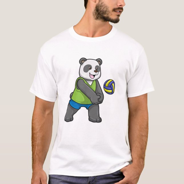 Panda at Sports with Volleyball T-Shirt (Front)