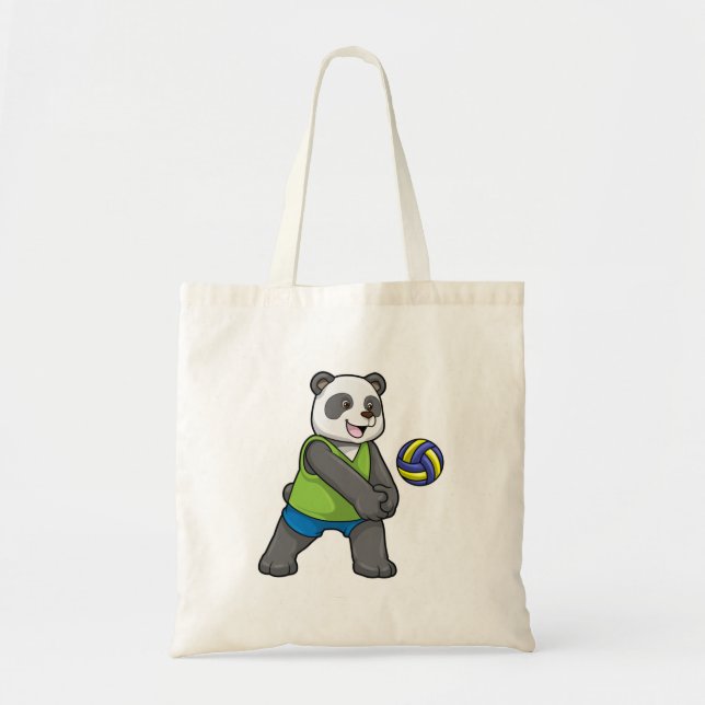 Panda at Sports with Volleyball Tote Bag (Front)