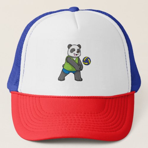 Panda at Sports with Volleyball Trucker Hat