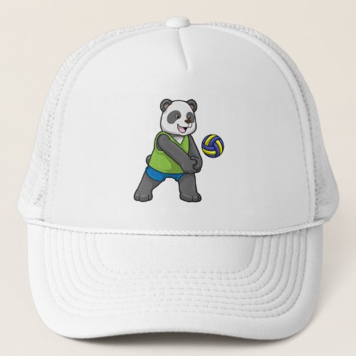 Panda at Sports with Volleyball Trucker Hat