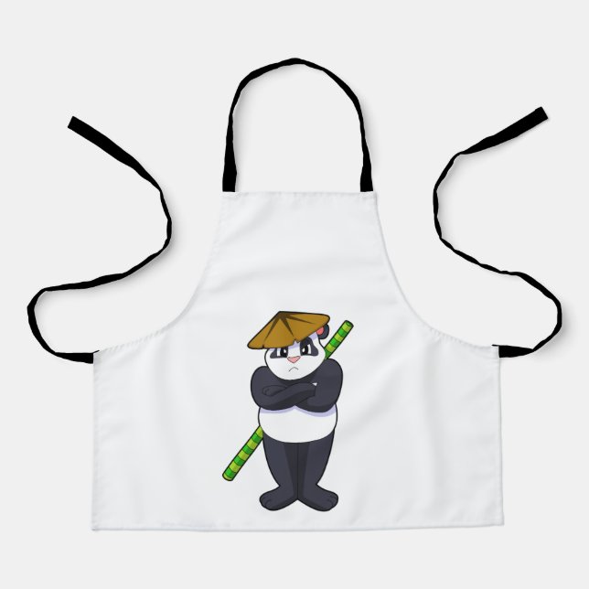 Panda at Stick fight Martial arts.PNG Apron (Front)