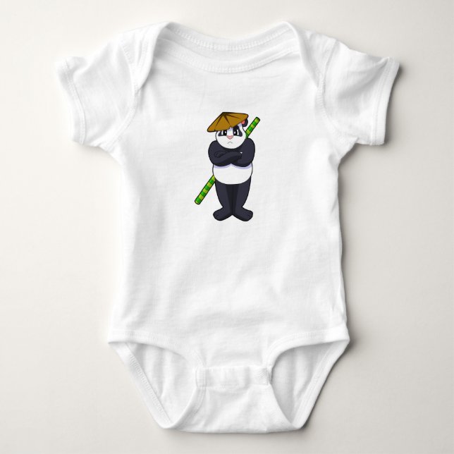 Panda at Stick fight Martial arts.PNG Baby Bodysuit (Front)