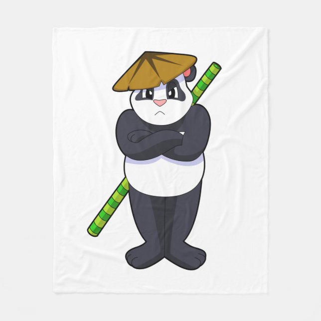Panda at Stick fight Martial arts.PNG Fleece Blanket (Front)