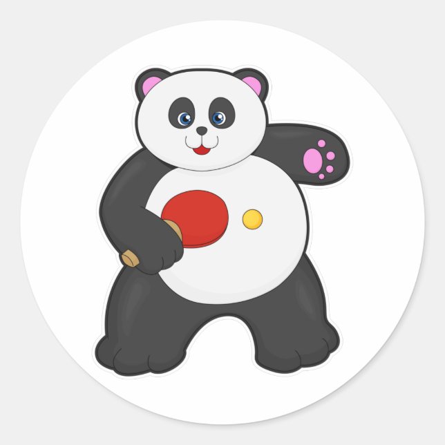 Panda at Table tennis with Table tennis racket Classic Round Sticker (Front)