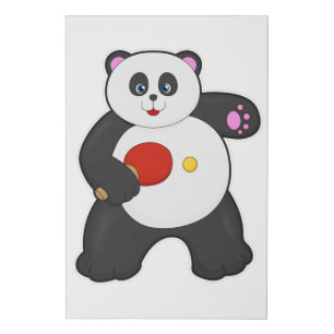 Panda at Table tennis with Table tennis racket Faux Canvas Print