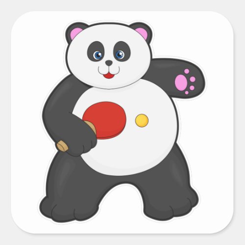 Panda at Table tennis with Table tennis racket Square Sticker
