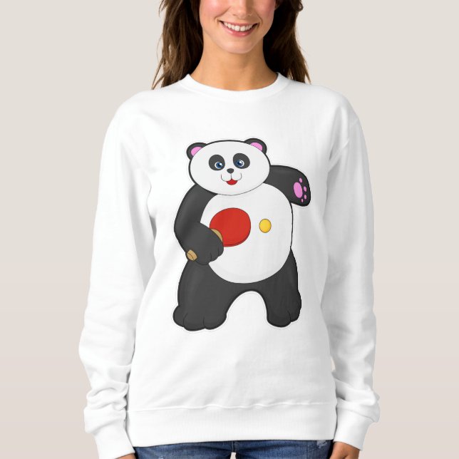 Panda at Table tennis with Table tennis racket Sweatshirt (Front)