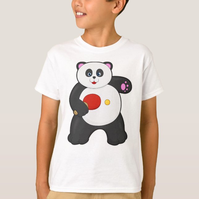 Panda at Table tennis with Table tennis racket T-Shirt (Front)