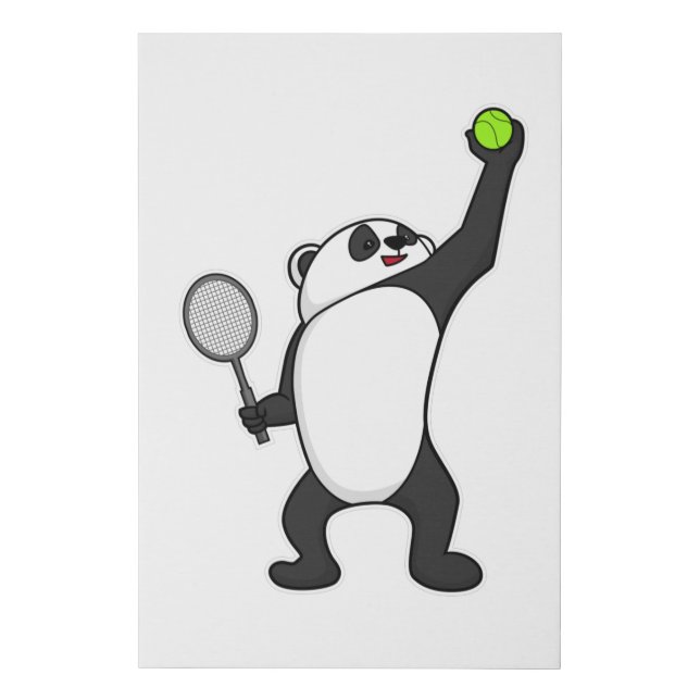 Panda at Tennis with Tennis racket Faux Canvas Print (Front)