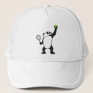 Panda at Tennis with Tennis racket Trucker Hat