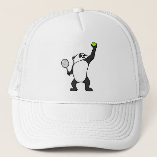 Panda at Tennis with Tennis racket Trucker Hat