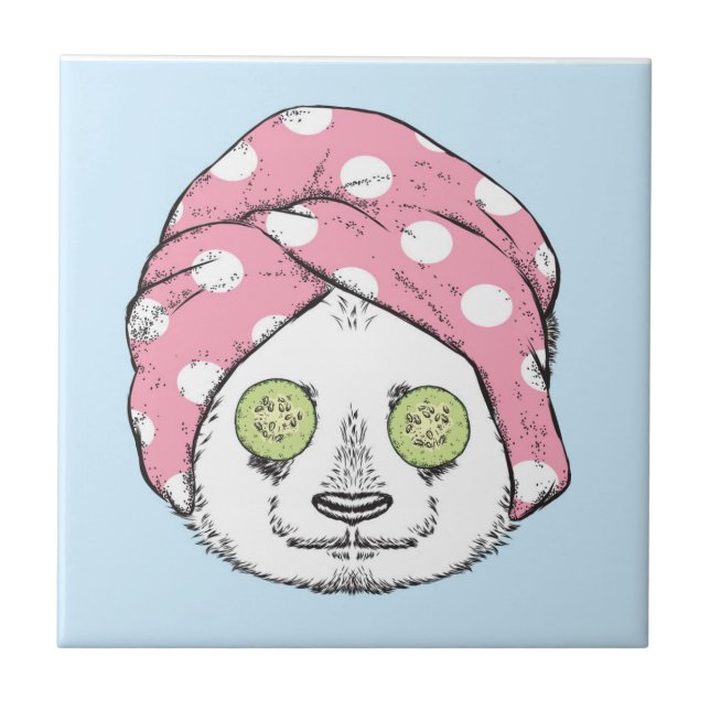 Panda At The Spa Ceramic Tile (Front)