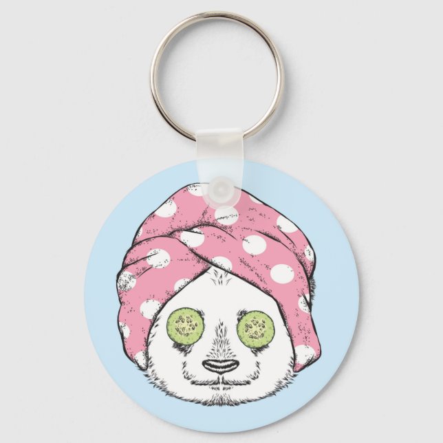 Panda At The Spa Keychain (Front)