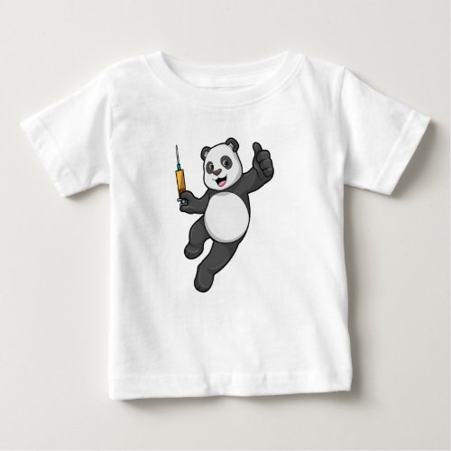 Panda at Vaccination with Syringe Baby T_Shirt