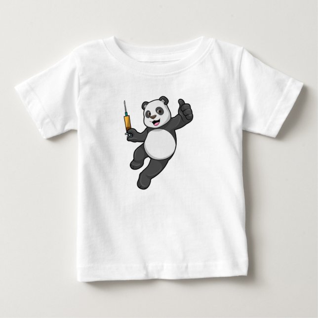 Panda at Vaccination with Syringe Baby T-Shirt (Front)