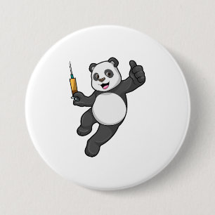 Panda at Vaccination with Syringe Button