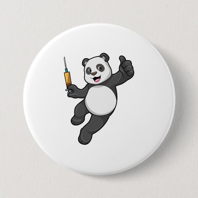 Panda at Vaccination with Syringe Button (Front)