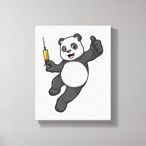 Panda at Vaccination with Syringe Canvas Print