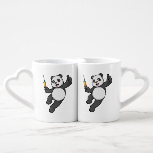 Panda at Vaccination with Syringe Coffee Mug Set