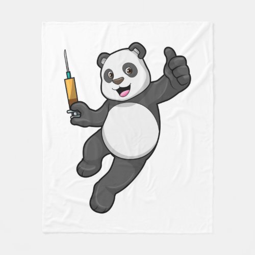 Panda at Vaccination with Syringe Fleece Blanket