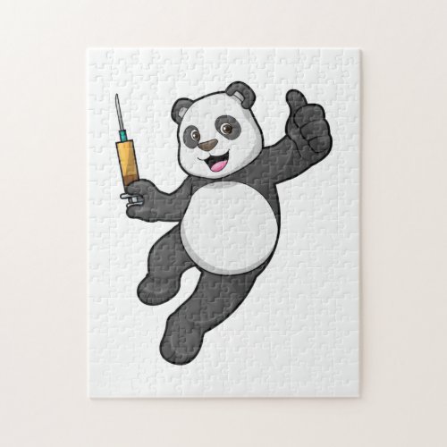 Panda at Vaccination with Syringe Jigsaw Puzzle