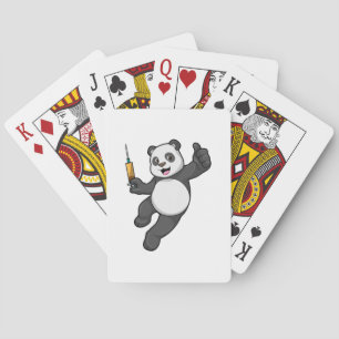 Panda at Vaccination with Syringe Poker Cards