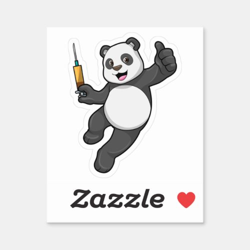 Panda at Vaccination with Syringe Sticker