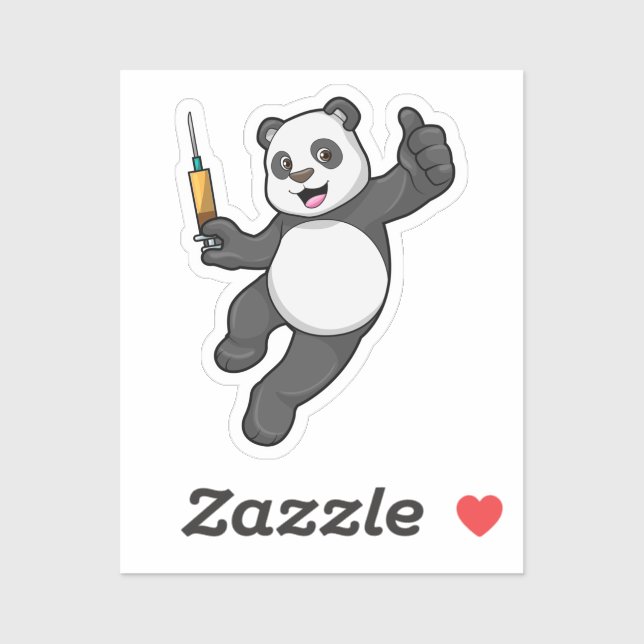 Panda at Vaccination with Syringe Sticker (Sheet)