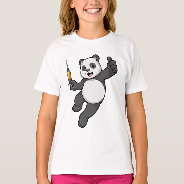 Panda at Vaccination with Syringe T-Shirt (Front)